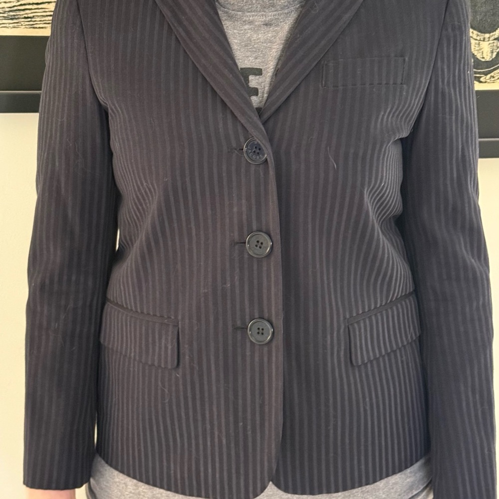 Marc Jacobs Pinstripe Women's Blazer, Dark Navy, Size Small